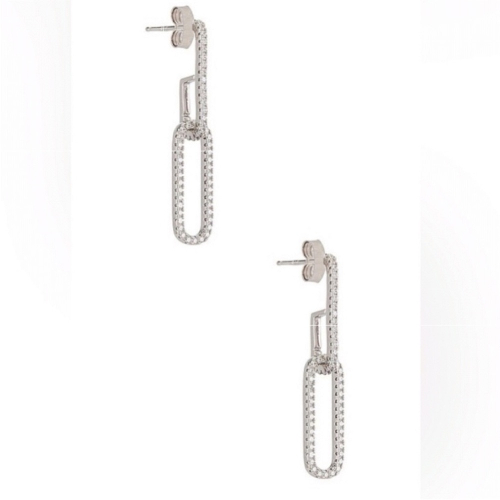 SHASHI Silver Rectangular Earrings - Picture 2 of 2